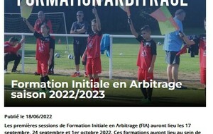 Prochaine Formation Initiale en Arbitrage FIA saison 2022/2023